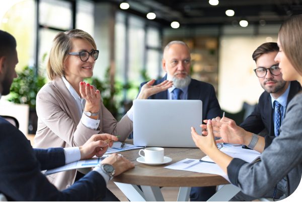 Business advisors meeting around a table